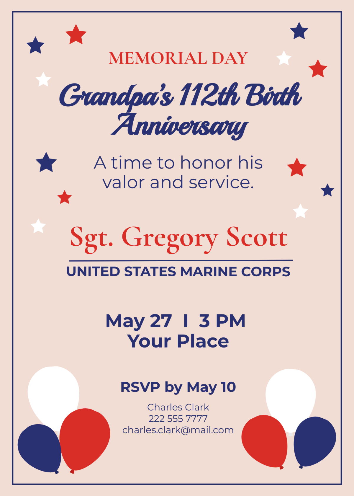 9Memorial Day Birthday Invitation Template - Edit Online & Download