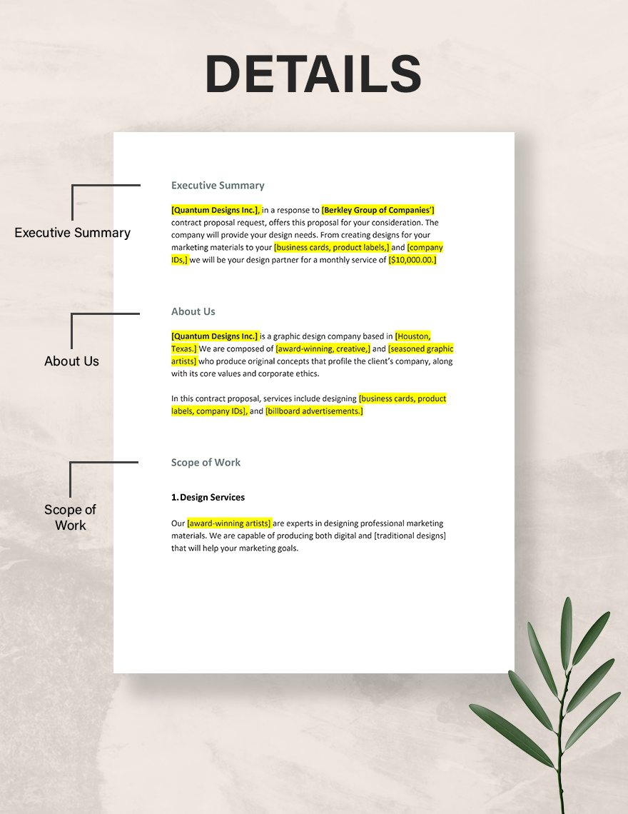 Design Contract Proposal Template - Google Docs, Word, Apple Pages ...