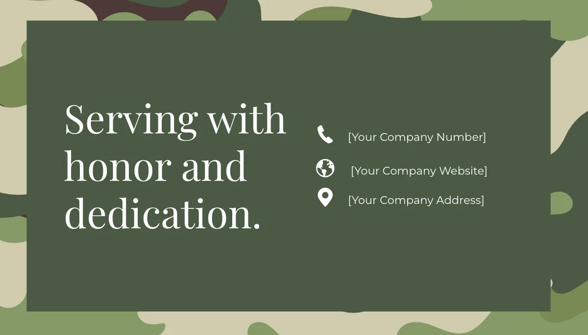 Free Military Business Card Template to Edit Online