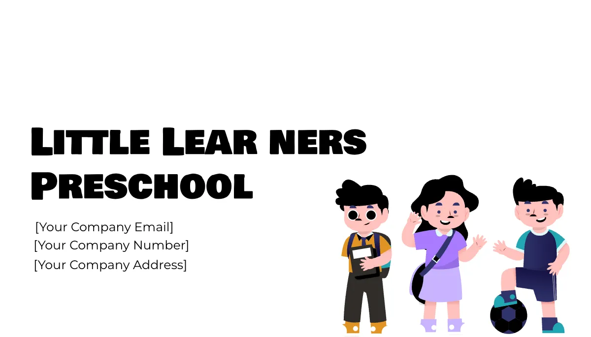 Free PreSchool Business Card Template to Edit Online