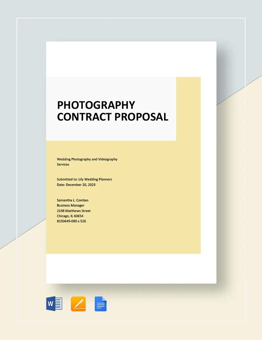 Photography Contract Proposal Template in Word, Pages, PDF, Google Docs - Download | Template.net