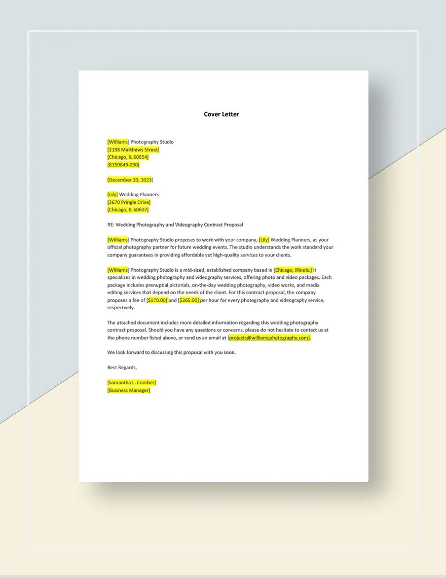 Photography Contract Proposal Template