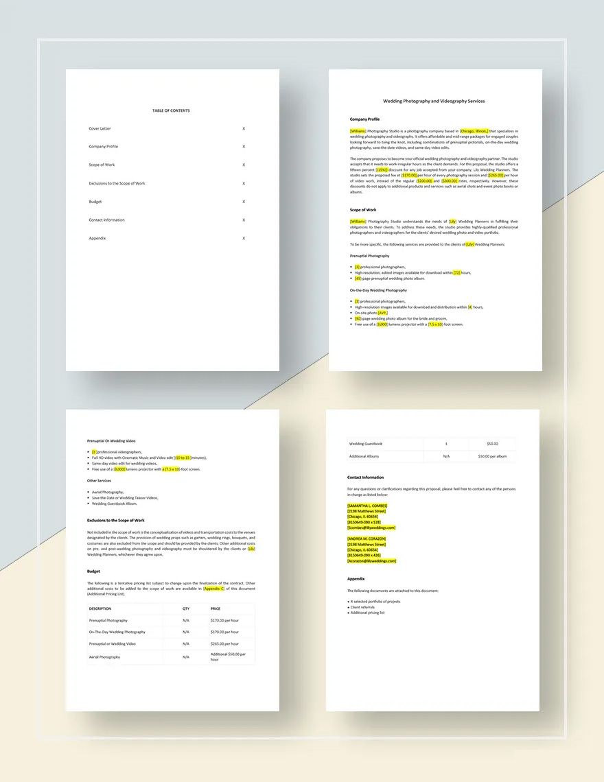 Photography Contract Proposal Template