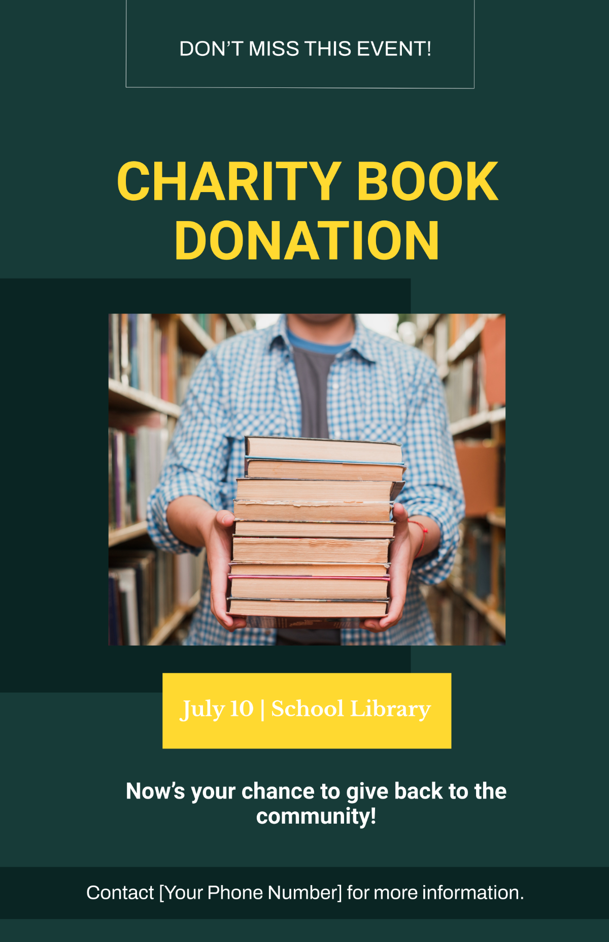 Library Charity Event Poster Template