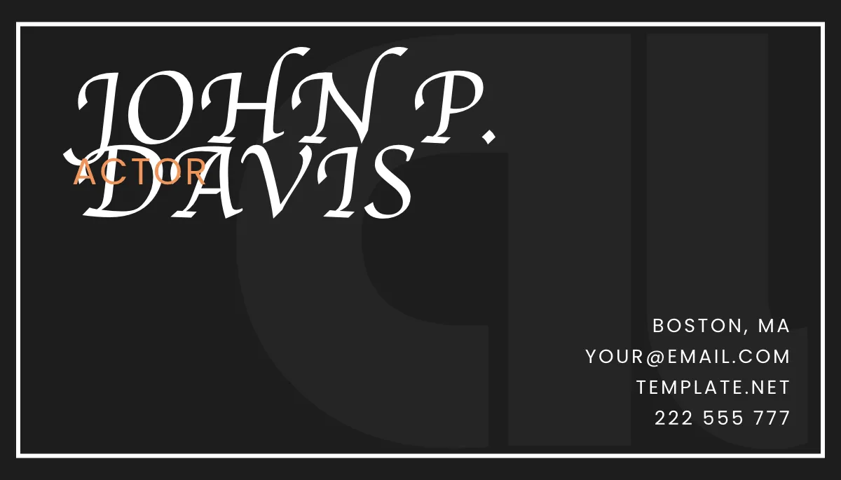 Free Actor Business Card Template to Edit Online
