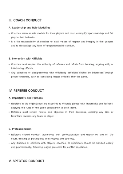 Free Basketball Code of Conduct Template to Edit Online