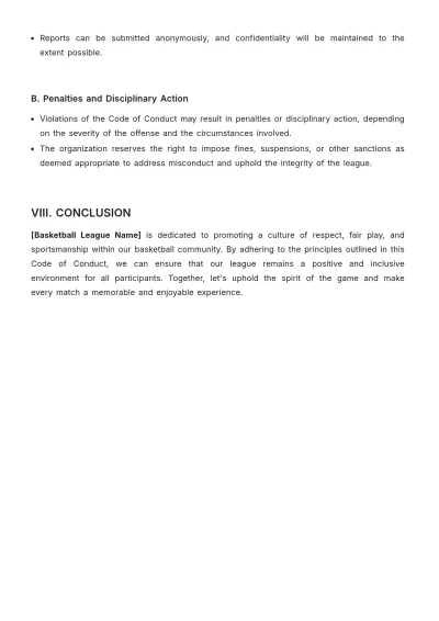 Free Basketball Code of Conduct Template to Edit Online