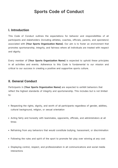 Free Sports Code of Conduct Template to Edit Online