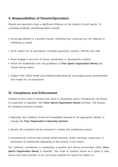 Free Sports Code of Conduct Template to Edit Online