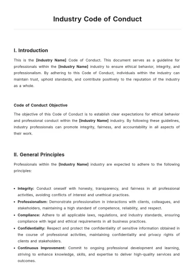 Free Industry Code of Conduct Template to Edit Online