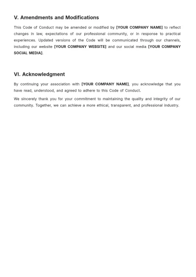 Free Industry Code of Conduct Template to Edit Online