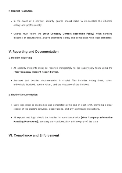Free Security Guard Code of Conduct Template to Edit Online