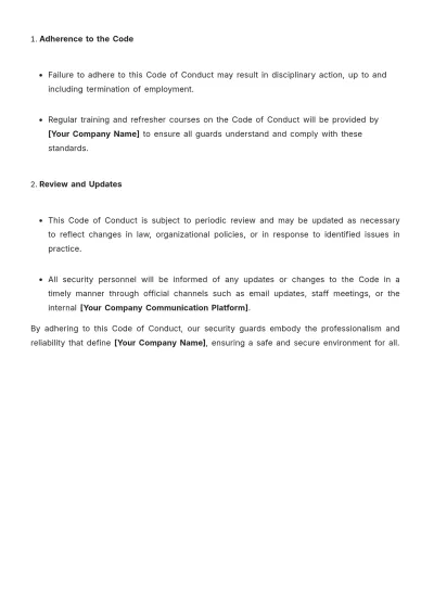 Free Security Guard Code of Conduct Template to Edit Online