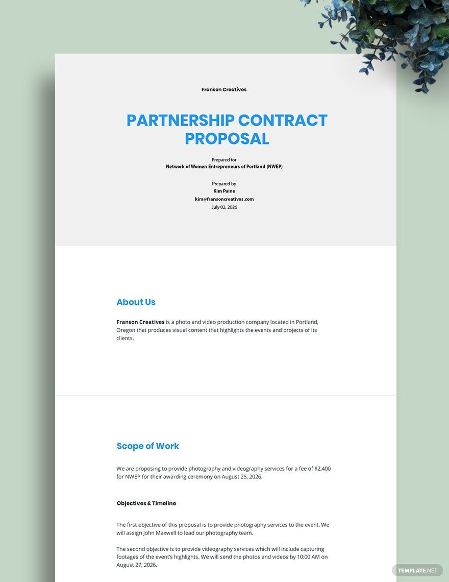 Partnership Contract Proposal Template