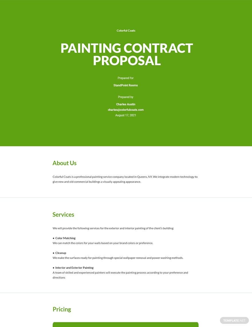 Painting Contract Proposal Template Google Docs, Word, Apple Pages