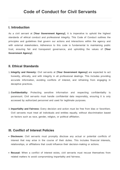 Free Code of Conduct for Civil Servants Template to Edit Online