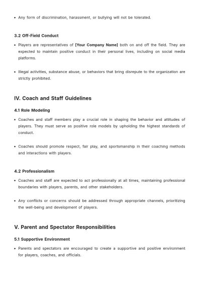 Free Soccer Code of Conduct Template to Edit Online