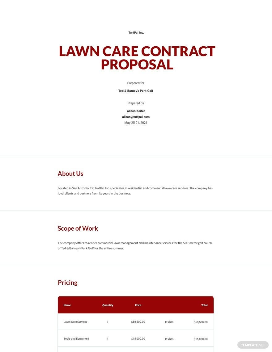 Lawn Care Contract Proposal Template