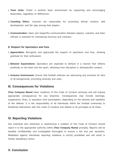 Free Football Code of Conduct Template to Edit Online