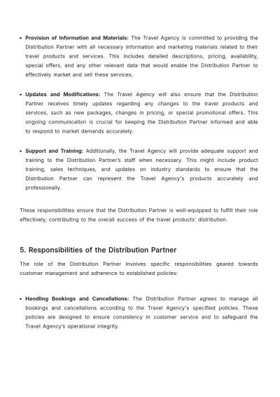 Free Travel Agency Distribution Contract Template to Edit Online