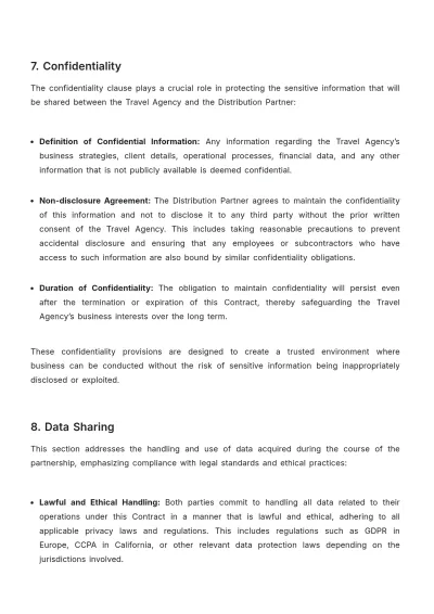 Free Travel Agency Distribution Contract Template to Edit Online