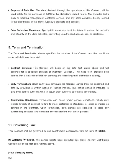 Free Travel Agency Distribution Contract Template to Edit Online