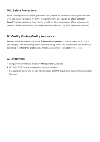 Free Standard Operating Procedure Template to Edit Online