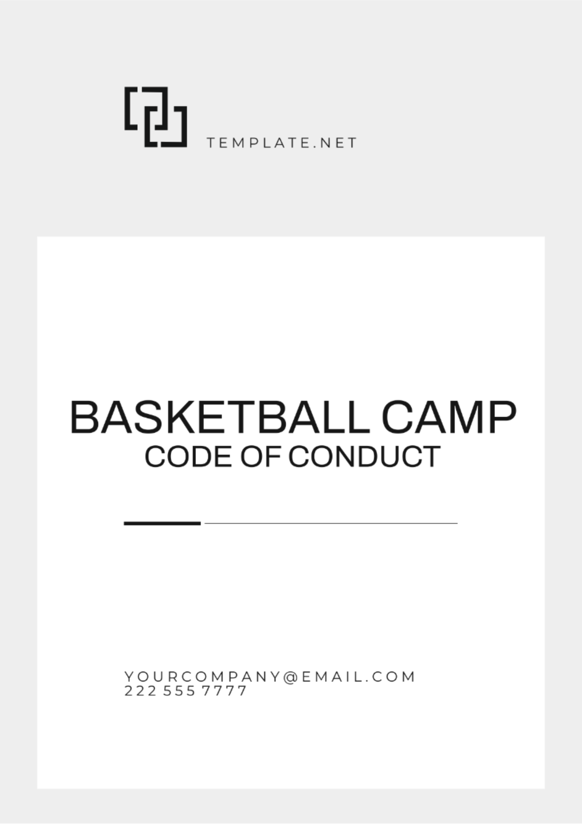 Free Basketball Camp Code of Conduct Template