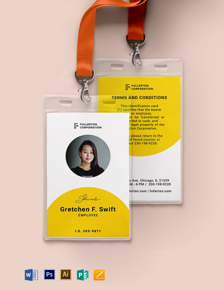 FREE Company Blank ID Card Template - Word (DOC) | Apple (MAC) Pages ...