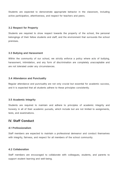 Free Sample School Code of Conduct Template to Edit Online