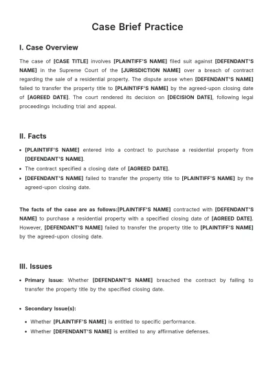 Free Case Brief Practice Template to Edit Online