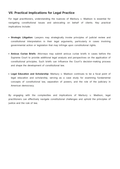 Free Marbury v. Madison Case Brief Template to Edit Online