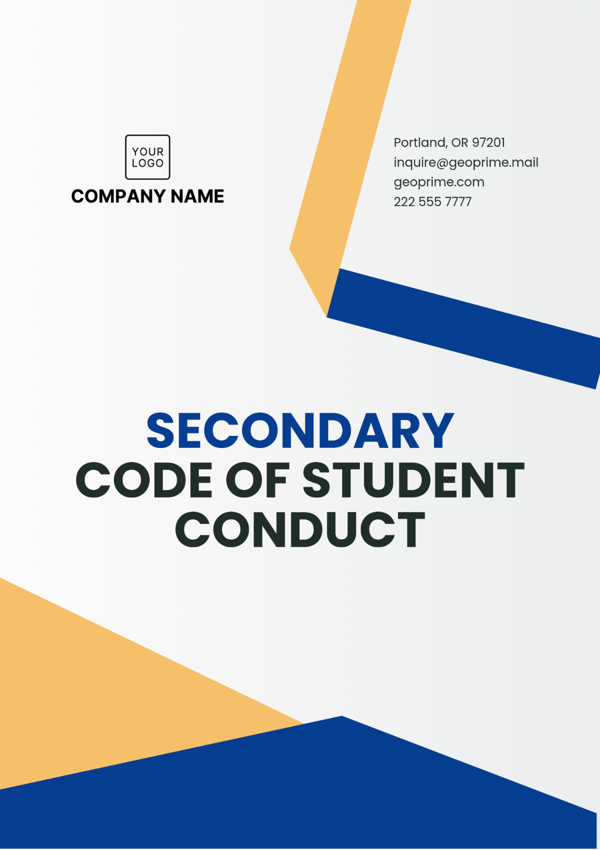 Secondary Code of Student Conduct Template