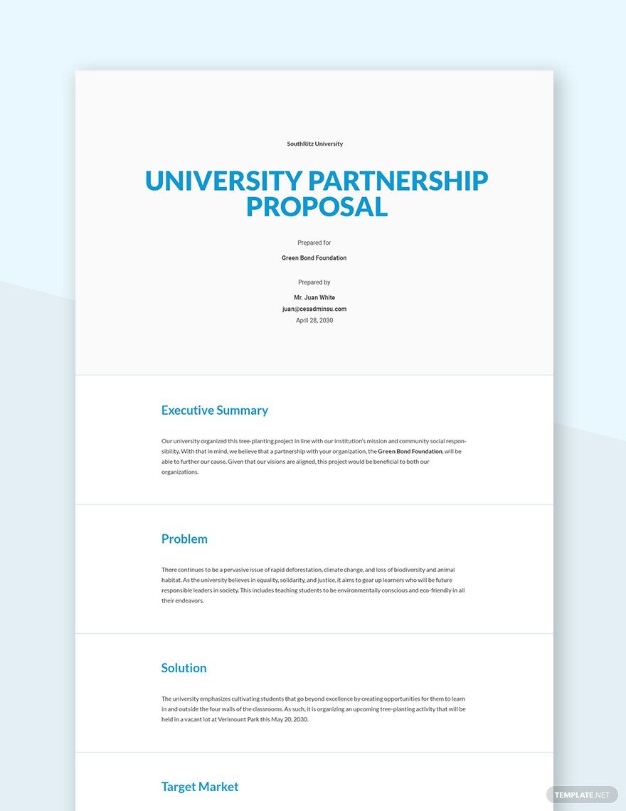 University Partnership Proposal Template