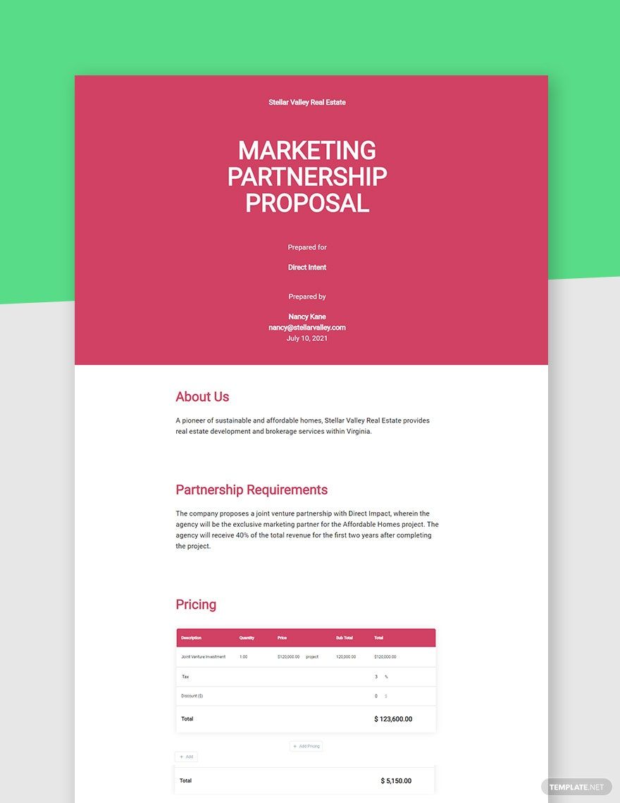 Marketing Partnership Proposal Template