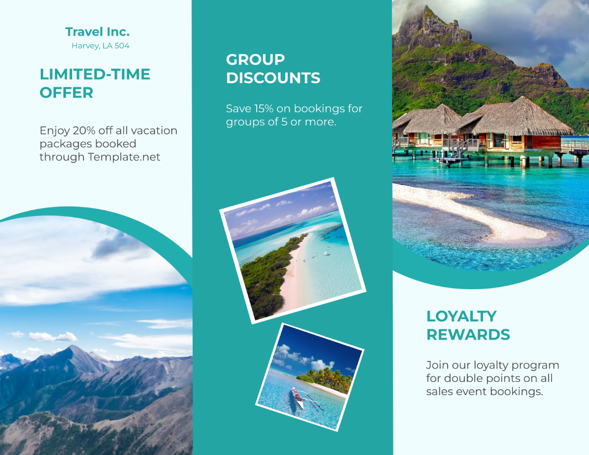 Free Travel Agency Sales Brochure Template to Edit Online