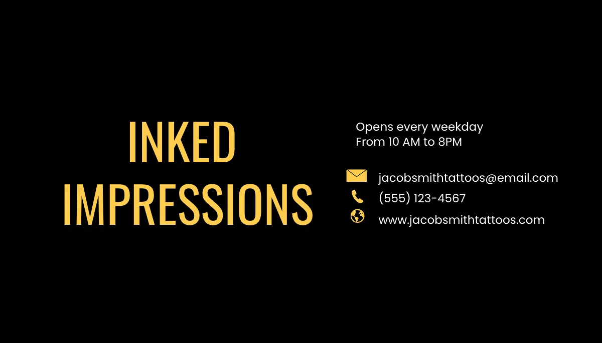 Free Tattoo Artist Business Card Template to Edit Online