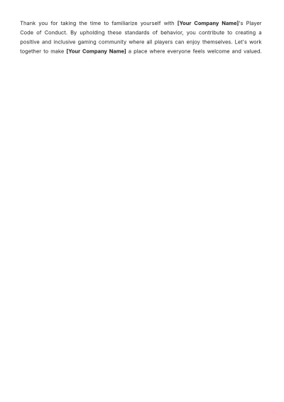 Free Player Code of Conduct Template to Edit Online