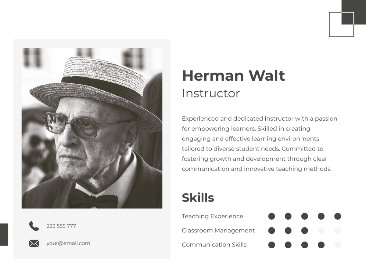 Free CV Instructor Half Cover Page Template