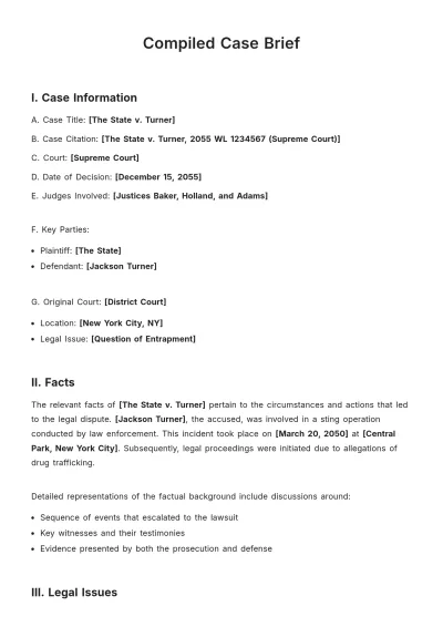 Free Compiled Case Brief Template to Edit Online
