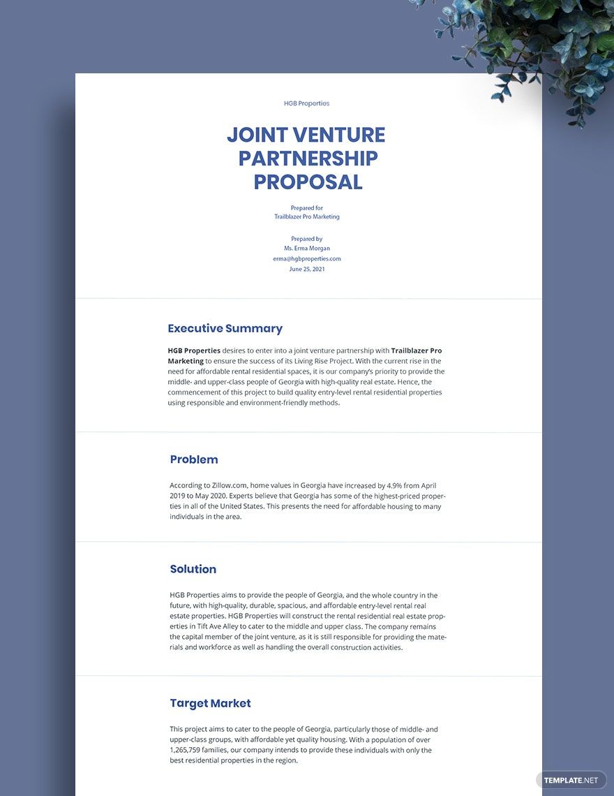 Joint Venture Partnership Proposal Template