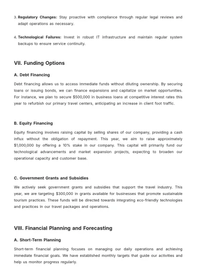 Free Travel Agency Financial Strategy Template to Edit Online
