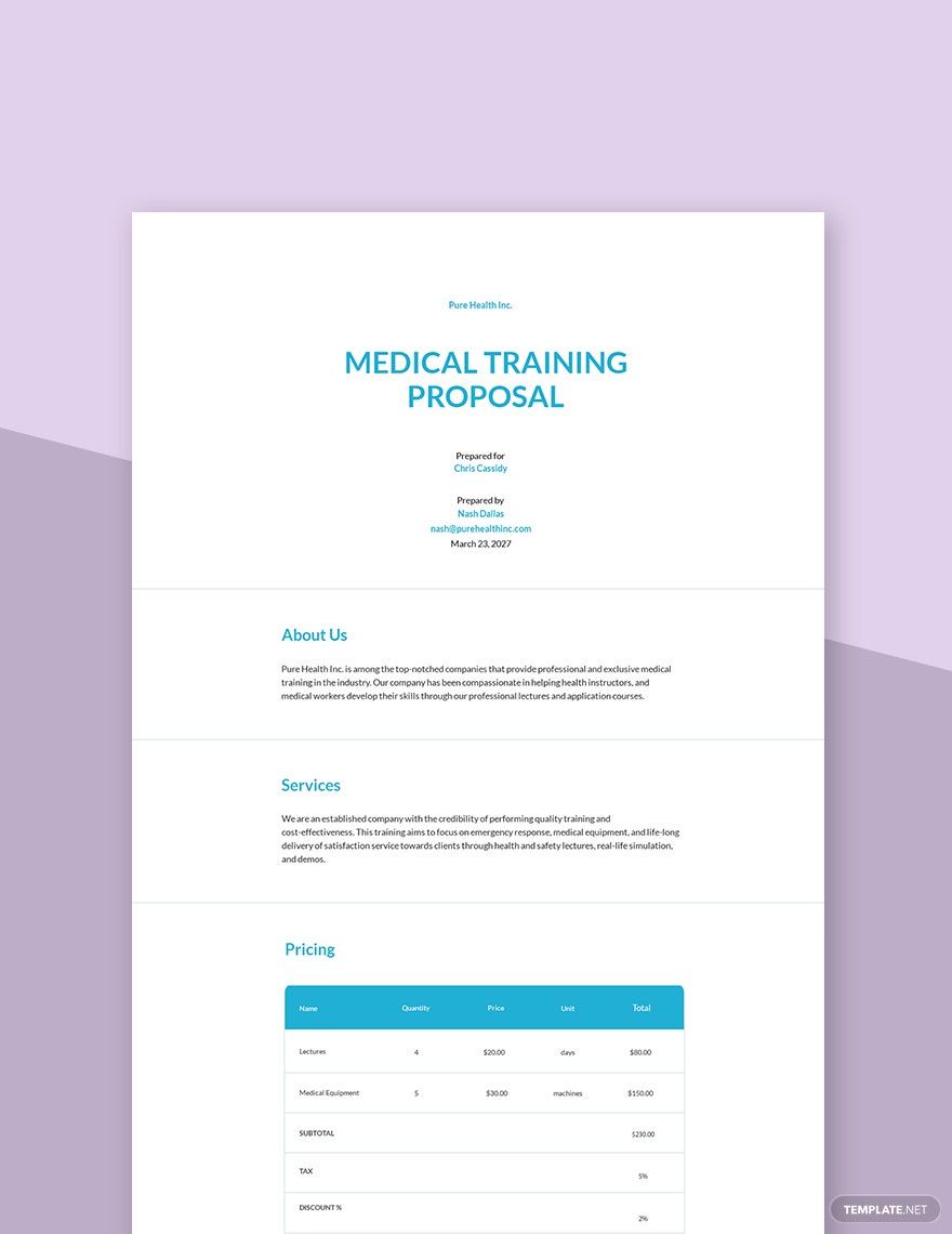 Medical Training Proposal Template