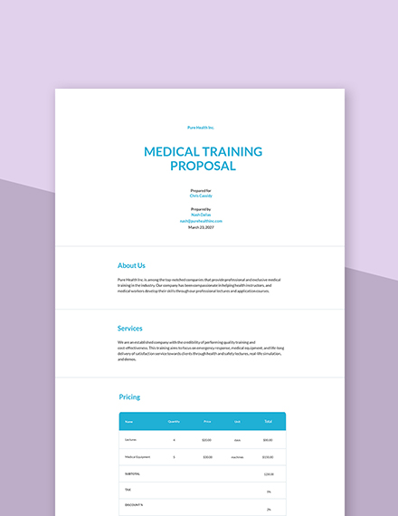 Training Proposal Template - Google Docs, Word, Apple Pages, PDF ...