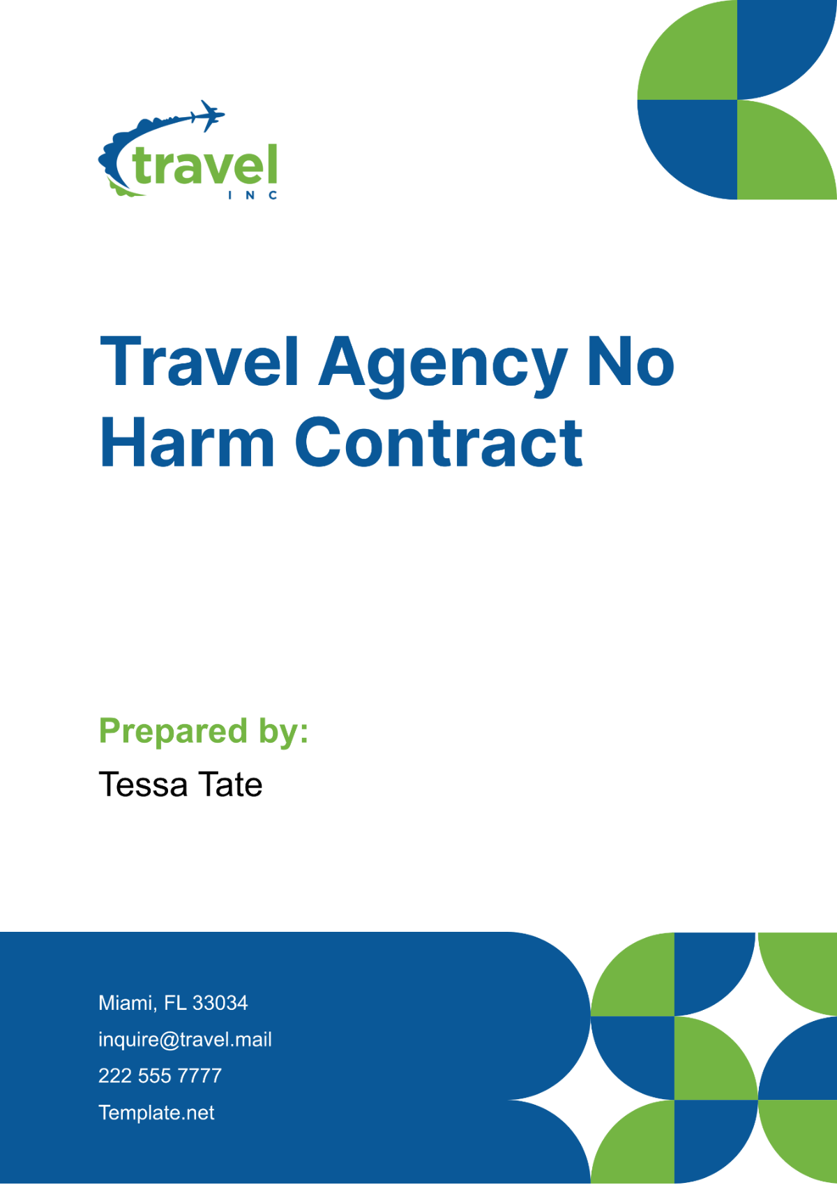 Travel Agency No Harm Contract Template - Edit Online & Download