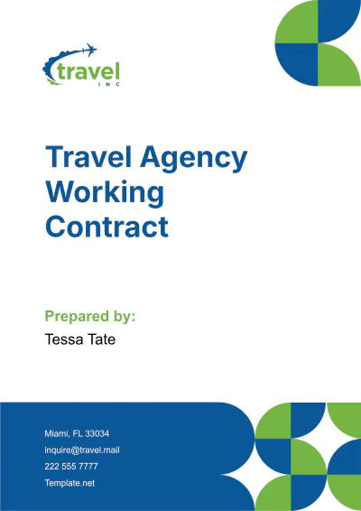 Free Travel Agency Working Contract Template to Edit Online