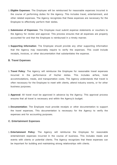 Free Travel Agency Working Contract Template to Edit Online