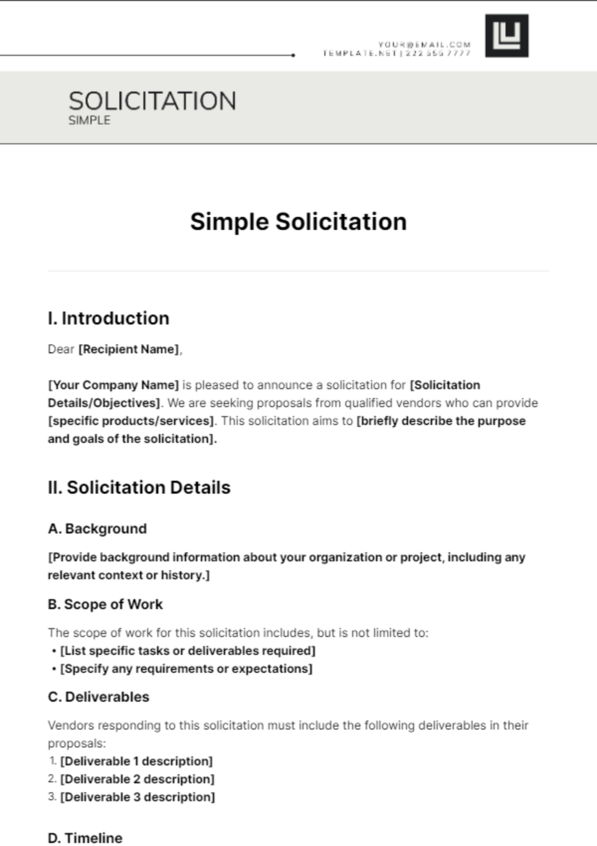Simple Solicitation Template