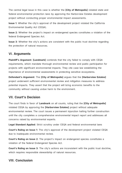 Free Demo Case Brief Template to Edit Online