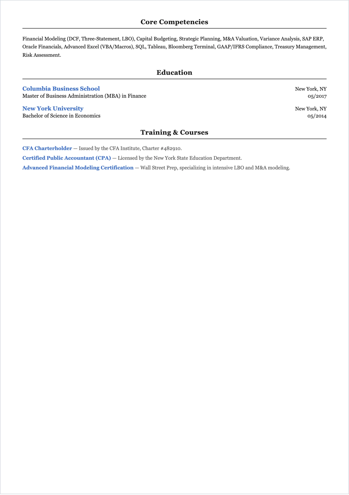 Free ATS CV Financial Header Template, AI CV Builder